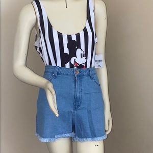Plus Size (16) High Rise Denim Shorts